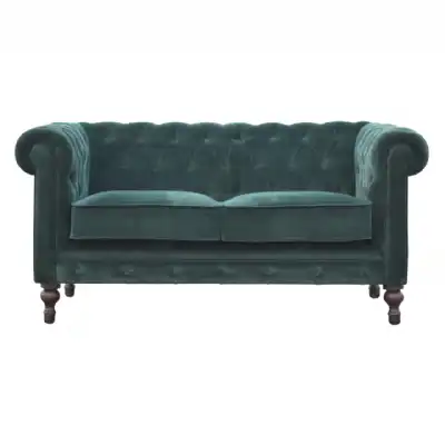 Emerald Green Velvet 2 Seater Chesterfield Sofa