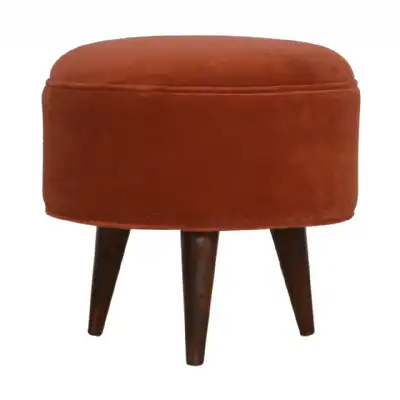 Brick Red Velvet Nordic Style Footstool