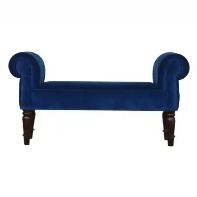 Traditional Style Solid Mango Wood Royal Blue Velvet Living Room Bench 53x101cm