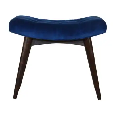 Royal Blue Cotton Velvet Deep Button Bench