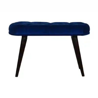 Royal Blue Cotton Velvet Deep Button Bench