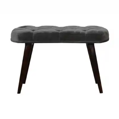 Grey Cotton Velvet Deep Button Bench