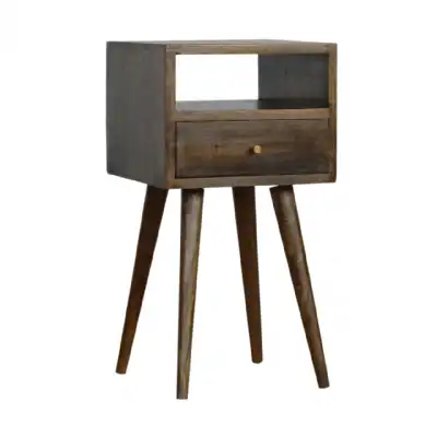 Stylish Grey Wash Finished Bedroom Bedside Cabinet With 1 Drawer And 1 Open Slot 57x30cm
