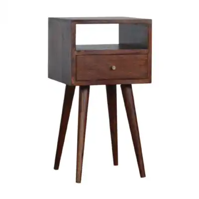 Petite Rich Cherry Finish Bedroom Bedside Cabinet With 1 Drawer And 1 Open Slot 57x30cm