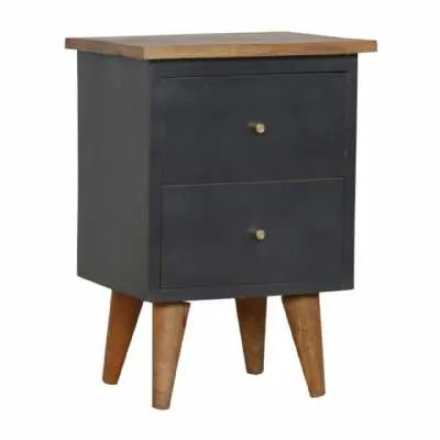 Modern 2 Drawers Midnight Blue Hand Painted Mango Wood Bedside Table Cabinet 50x35cm