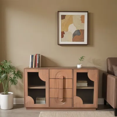 Taupe Mango Wood 2 Door 4 Drawer Extra Large Sideboard