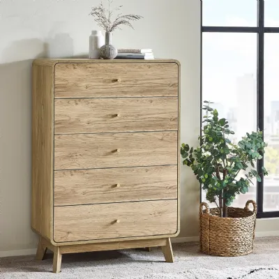 Ingrid 5 Drawer Chest Oak