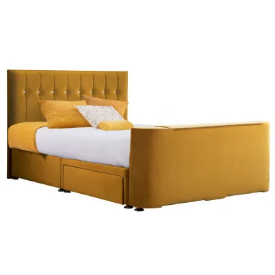 Mustard Sparkle Super King Size TV Bed