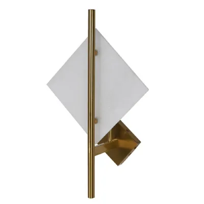 Alabaster Diamond and Gold Wall Light