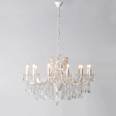 Antique Style Crystal Glass Chandelier Ceiling Light With Droppers