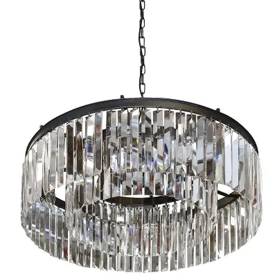 Large Round Crystal Glass Chandelier Ceiling Light 78cm Diameter