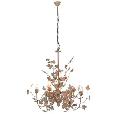 Vintage Style Gold Autumn Leaf Design 6 Bulb Chandelier Ceiling Light