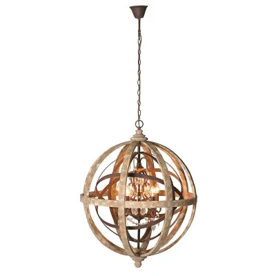 Crystal Chandelier Light With Large Resin and Metal Globe