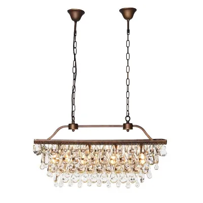 Modern Tiered Crystal Droplets Rectangular Chandelier Ceiling Light