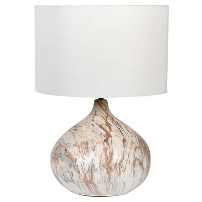 Brown And Blue Lamp With Linen Shade