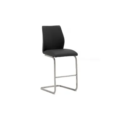 Black Leather Kitchen Bar Stool Stainless Steel Cantilever Frame