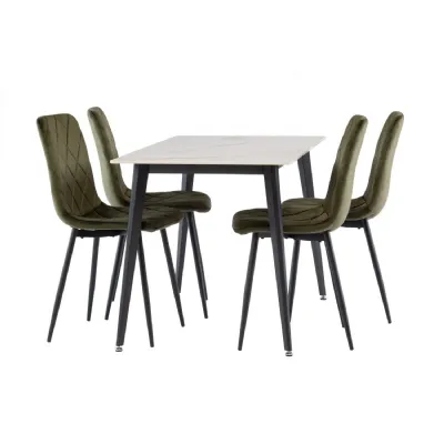 1.3m Small Dining Table Marble Effect Gold Stone Top