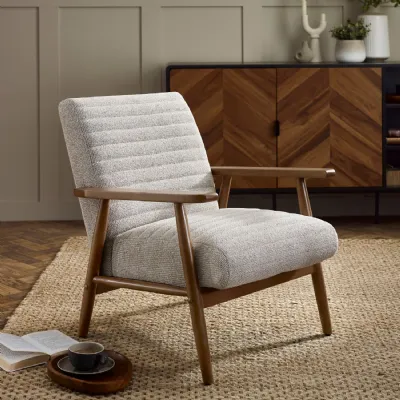 Ivy Sand Chenille Tweed Upholstered Armchair