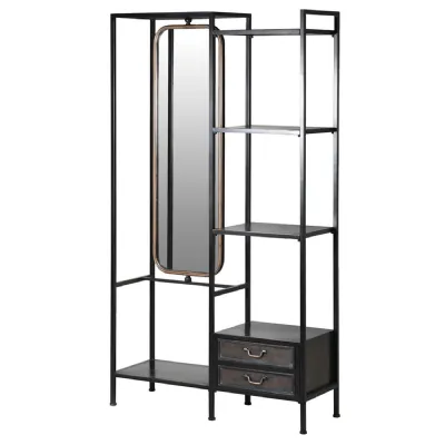 Dark Brown Iron Vanity Unit with Mirror
