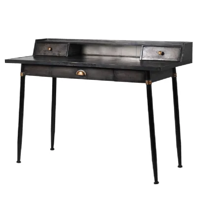 Blk 2 Drawer Metal Desk