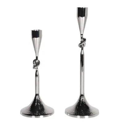 Set of 2 Twist Chrome Candlesticks