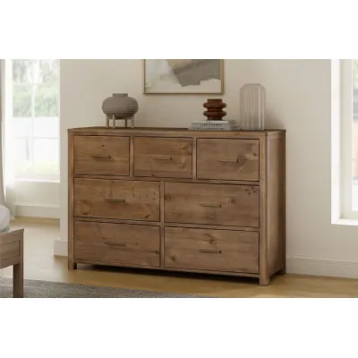 Rustic Wooden 3 Over 4 Drawer Dressing Chest
