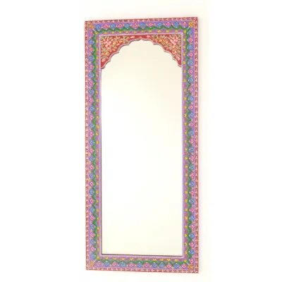 Traditional Style Large Hand Painted Rectangular Decorative Wall Mirror