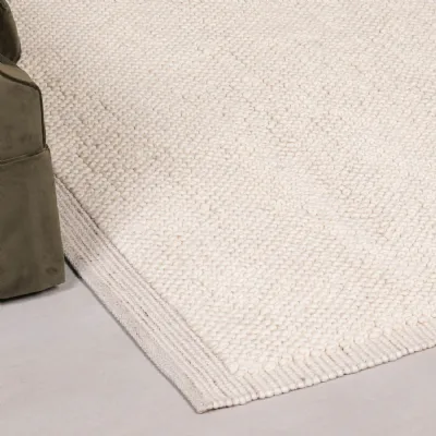 Ivory Pebble Wool Border Rug 230x160cm