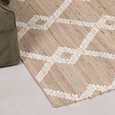 Woven Jute Rug with Wool Pattern 170x120cm