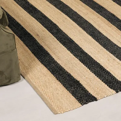 Jute Black Stripe Rug 230x160cm