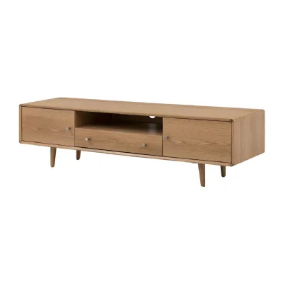 Light Oak Finish Wooden 1 Drawer 2 Door TV Media Unit