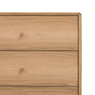 Natural Oak Finish Large Chest of 6 Drawers