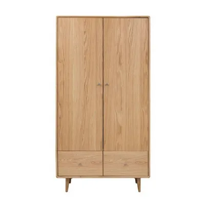 Light Oak Double Wardrobe 2 Doors and 2 Drawers