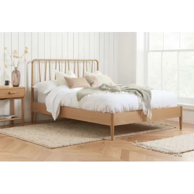 Oak 135cm Double Bed Spindled Headboard