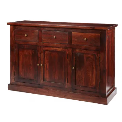 Dark Mango Wood 3 Door 3 Drawer Large Sideboard