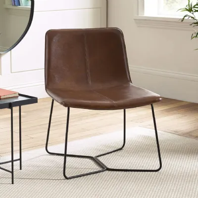 Joren Tan Brown PU Leather Lounge Chair