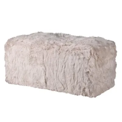 Large Oat New Zealand Lambs Fur Ottoman