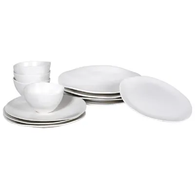 12 Piece White Organic Dinner Set
