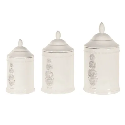 Set of 3 Topiary Embossed Storage Jars