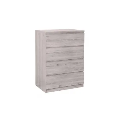 Modern Grey Oak Finish 4 Drawer Chest with Recessed Handles
