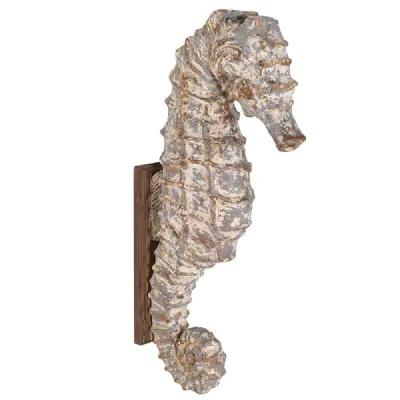 Oversized Distressed Seahorse Wall Decoration