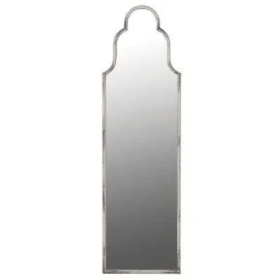 Tall Slim Distressed Framed Shaped Wall Dressing Mirror