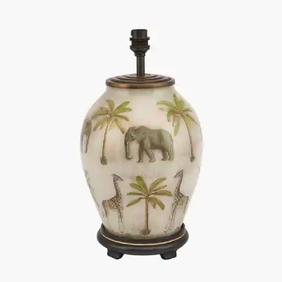 Safari White Glass African Wildlife Table Lamp Base
