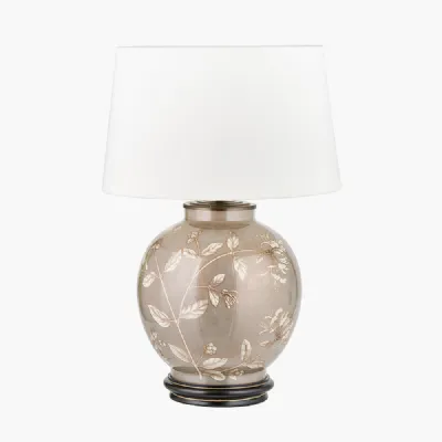 Honeysuckle Large Glass Table Lamp Base with Winston 40cm White Handloom Tapered Lampshade