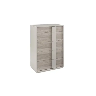 Grey Gloss Finish Wooden 4 Drawer Tall Chest Open Top