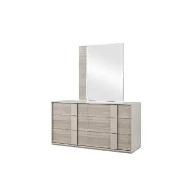 Grey Gloss Finish Wooden 6 Drawer Dressing Chest