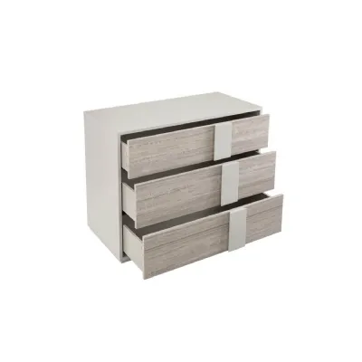 Grey Gloss Finish Wooden Chest of 3 Drawers