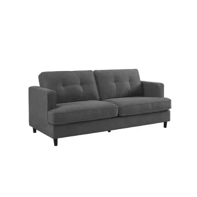 Dark Grey Fabric 3 Seater Buttoned Standard Back Sofa