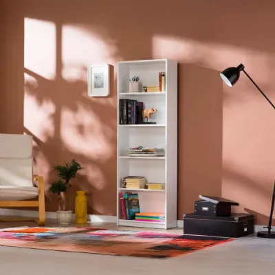 Adore Matt White 5 Tier Bookcase Shelving Unit