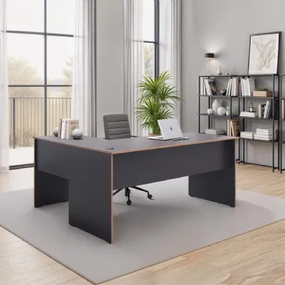 Adore Rio Anthracite Grey Corner Desk with Oak Trim Large Reversible Office Desk